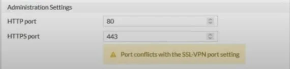 Ajustes en los puertos HTTP Y HTTPS.