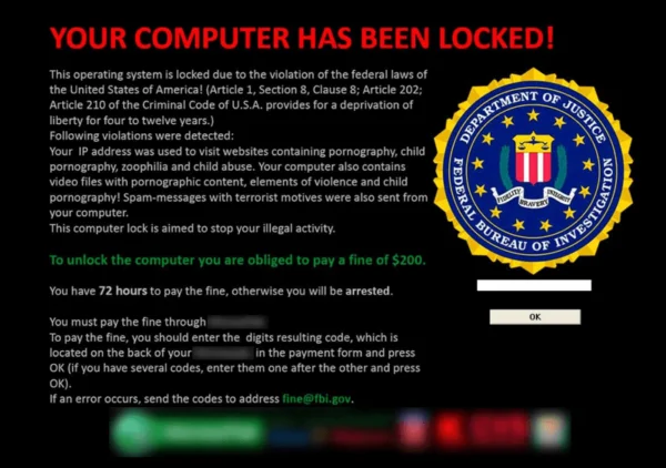 Alerta de ransomware y avisos.