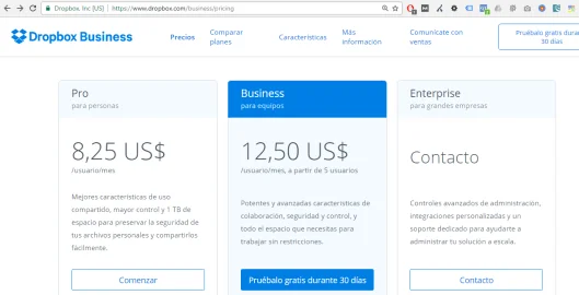 Sitio Dropbox-business.