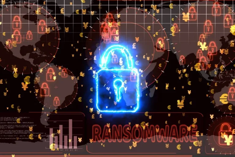 Ilustración de Malware y Ransomware.