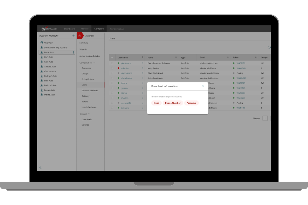 Consola de WatchGuard Authpoint