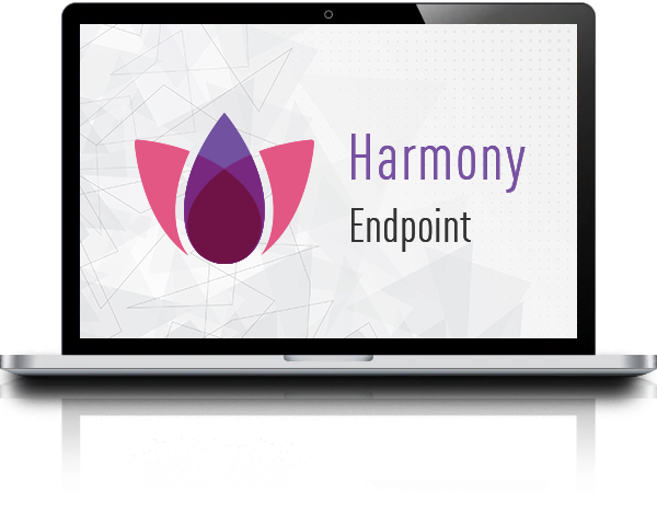 Laptop con el logo de Harmony endpoint