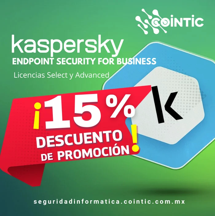 Kaspersky Ednpoint 15% de descuento