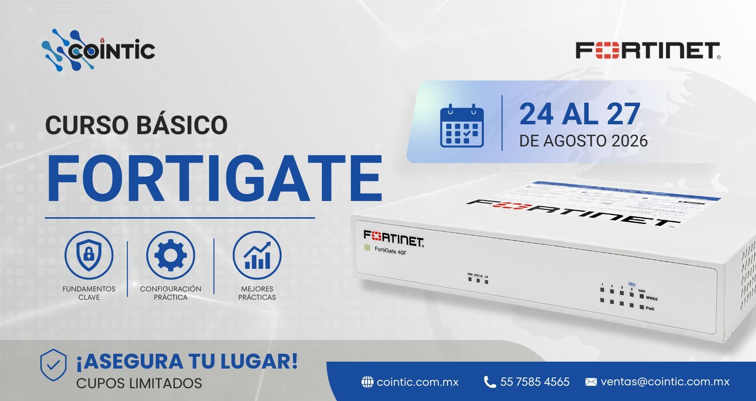 Portada de curso básico Fortinet por Cointic