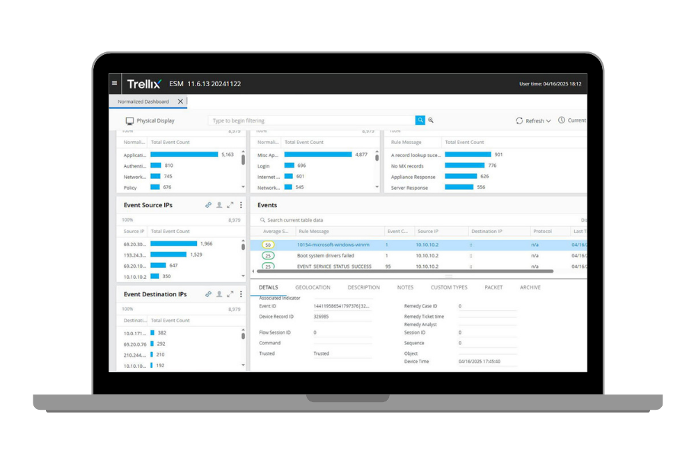 Interfaz de Trellix Enterprise Security Manager