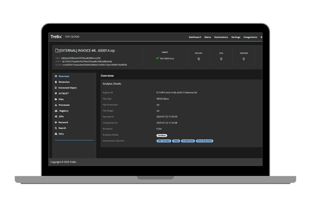 Interfaz de Trellix IVX for Enterprise Applications